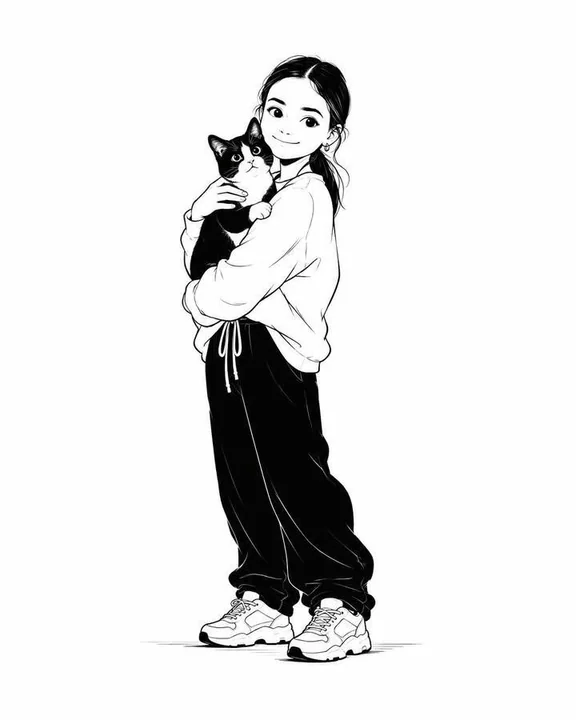 极简黑白时尚插画角色设计