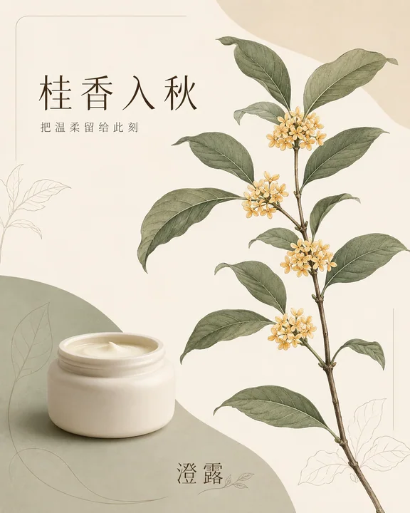澄露品牌中秋桂花植物科学绘插画