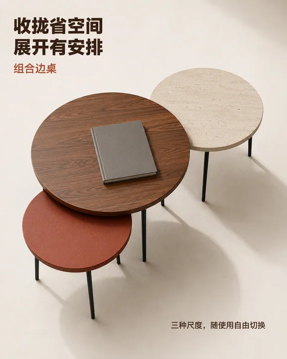 极简几何美学:小户型组合边桌海报