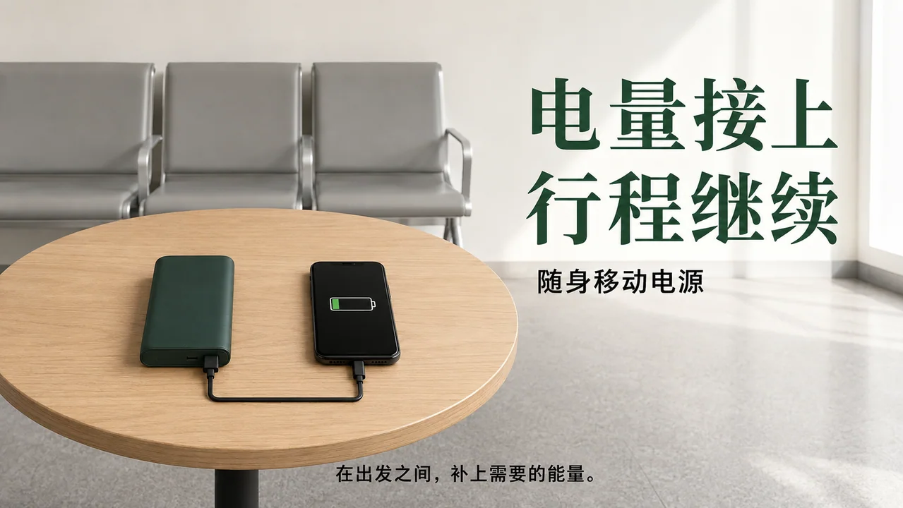 极简都市通勤移动电源海报