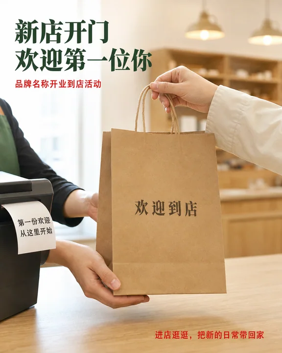 城市生活新店开业纪实感引流海报