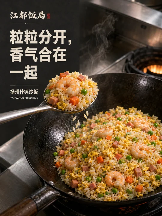 江都饭局扬州炒饭粒粒分明商业海报