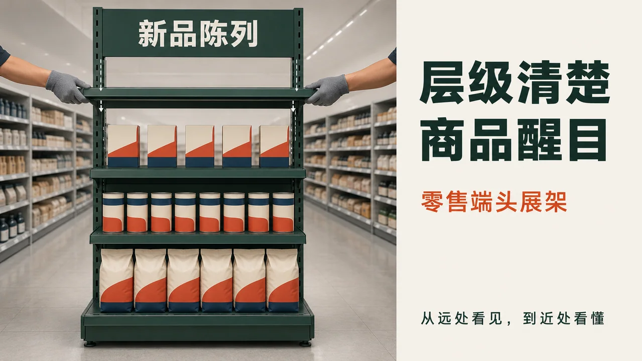 现代超市端头陈列架商业摄影海报