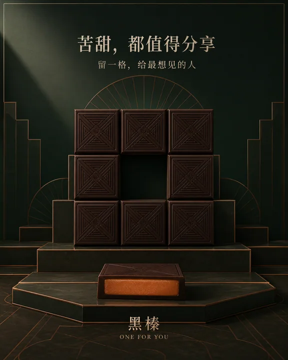 黑榛巧克力中秋极简几何美学海报