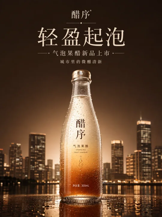 都市品质焦糖色调气泡果醋品牌视觉