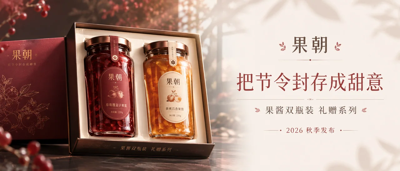 莓红流光节令果酱品牌21比9超宽KV主视觉