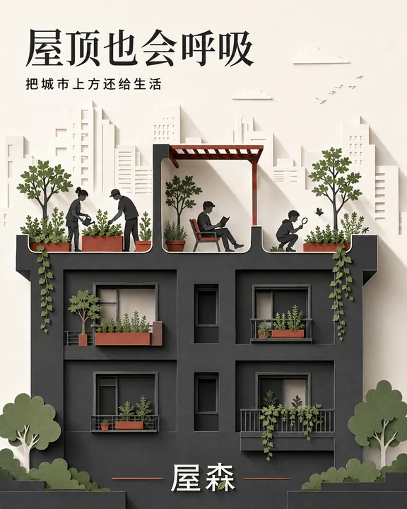屋森品牌插画:让城市屋顶自由呼吸的生态空间