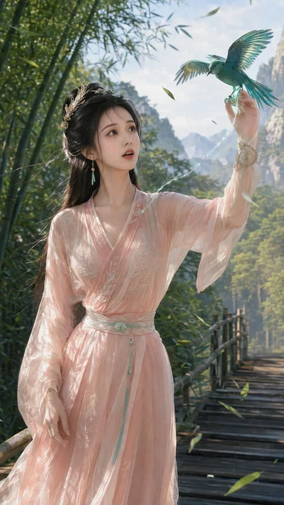 唐风幻想青羽谷驭鸟师灵动海报