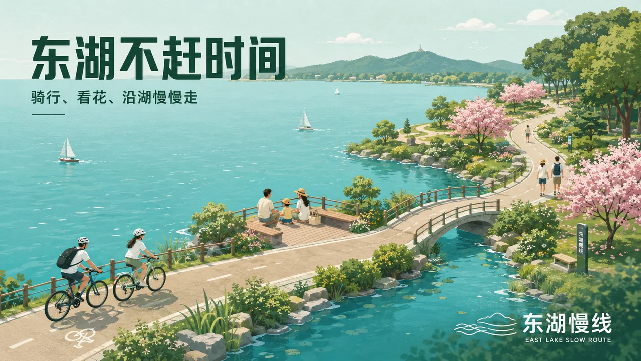 东湖慢线等距微缩治愈系品牌插画