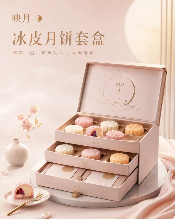 中秋佳节高级感冰皮月饼品牌视觉大片