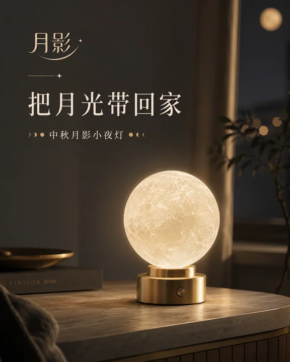 中秋月影光影艺术品牌视觉竖版封面