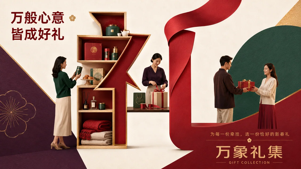 万象礼集:现代几何拼贴新春礼赠视觉