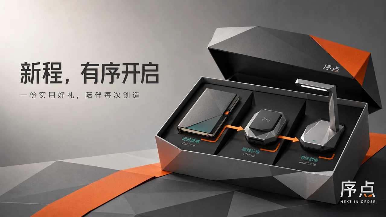 低多边形几何风格科技企业新春礼赠插画