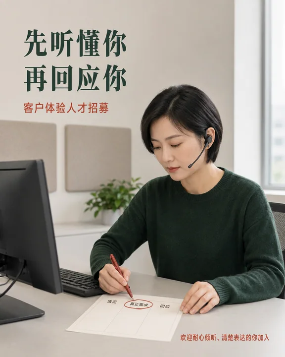 专业客服倾听者职场招聘海报