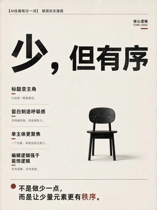 极简主义独立杂志海报设计提示词