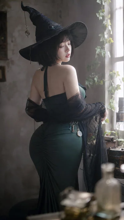 柔雾自然光复古女巫写真人像