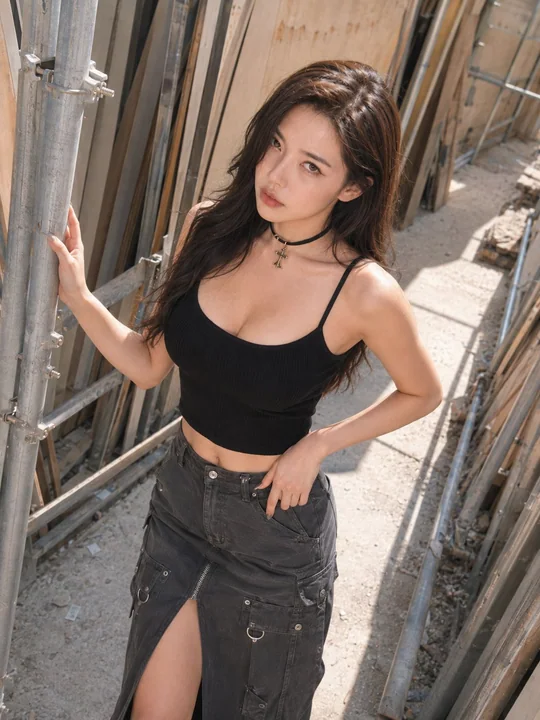 俯拍视角机能风女性时尚人像