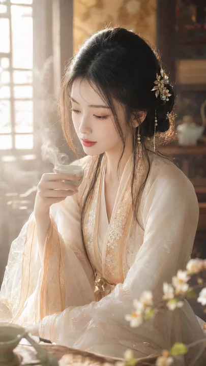 古风仙侠清雅女主写真茶烟暖阁晨光