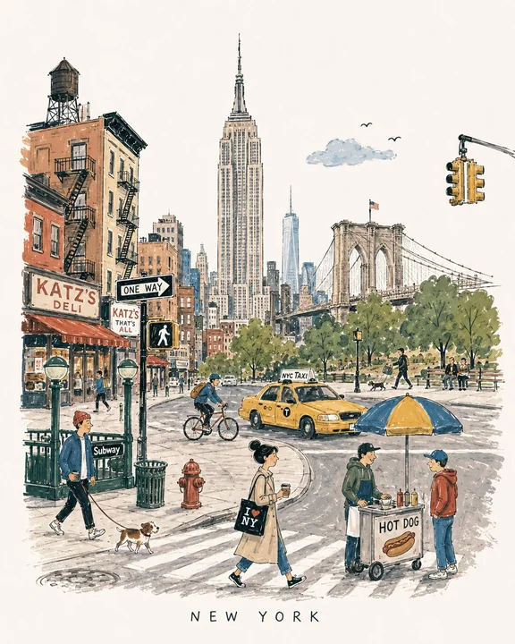 20世纪中叶欧式旅行图画书插画
