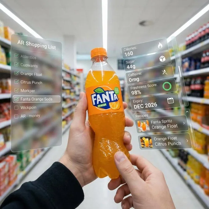 Expérience de shopping en réalité augmentée dans un supermarché du futur