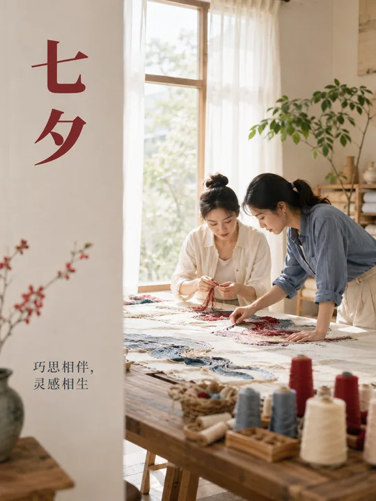 七夕匠心海报:现代女性手作工作室的艺术瞬间