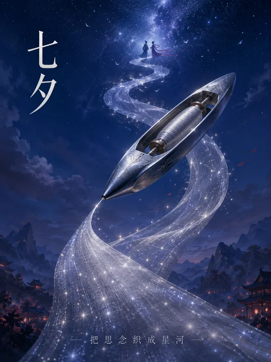 梭织星河:七夕超现实主义浪漫美学海报