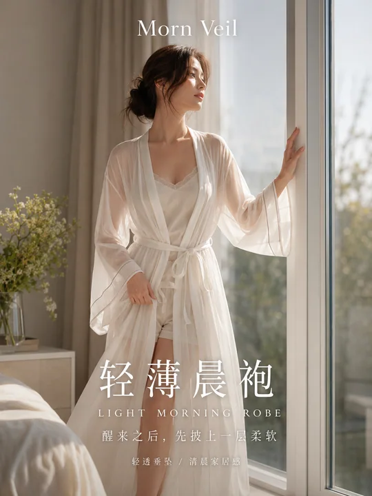 晨曦微光下的轻奢居家睡衣海报