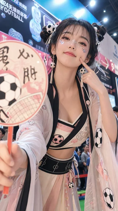 世界杯古风足球宝贝:甜美搞怪自拍写真