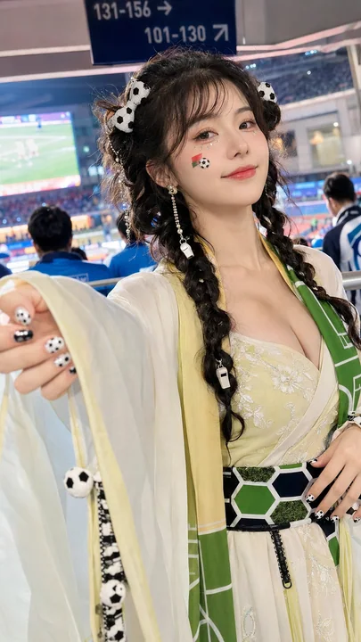 绿茵古韵:世界杯看台上的甜酷足球宝贝