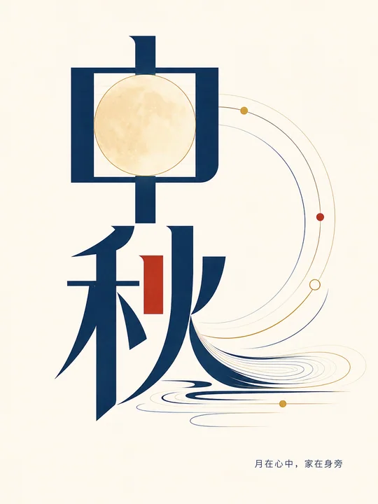 极简瑞士网格中秋实验字体竖版海报