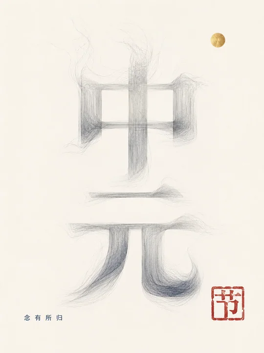 中元节实验字体海报念有所归记忆线条