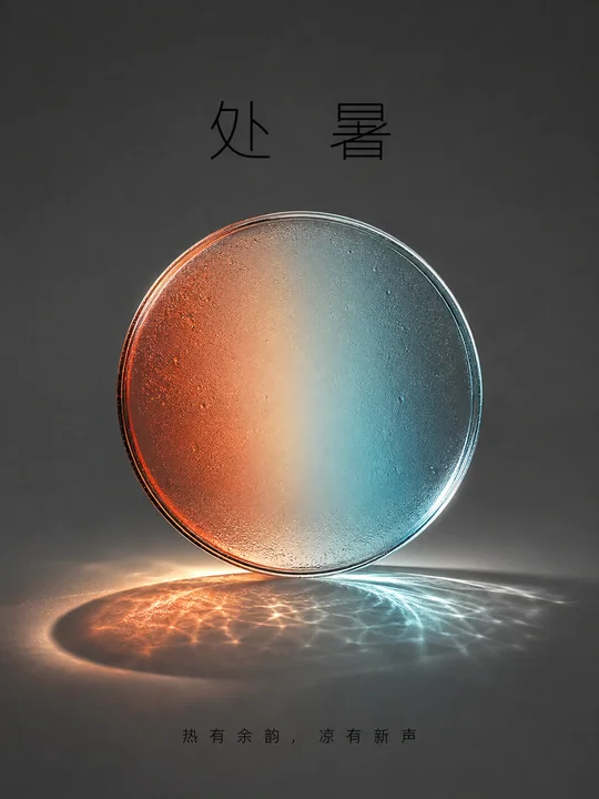 处暑节气玻璃装置极简艺术海报