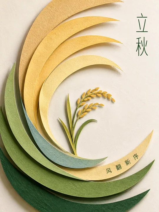 立秋纸雕艺术海报风翻新序视觉呈现