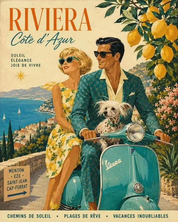 20世纪中叶欧洲旅行广告插画风格