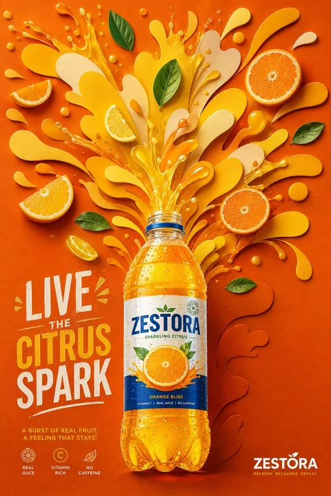 ZESTORA柑橘气泡饮高端商业海报