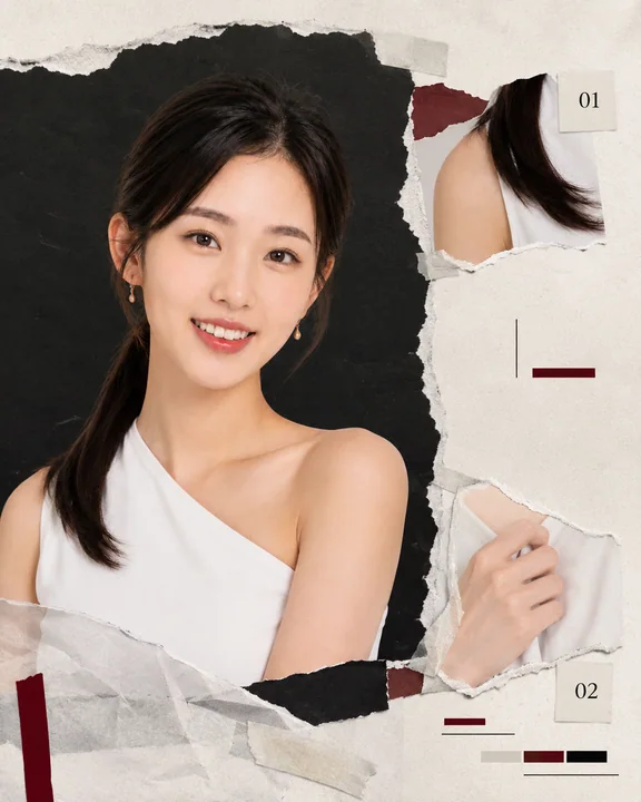 意境美学撕纸拼接人物海报