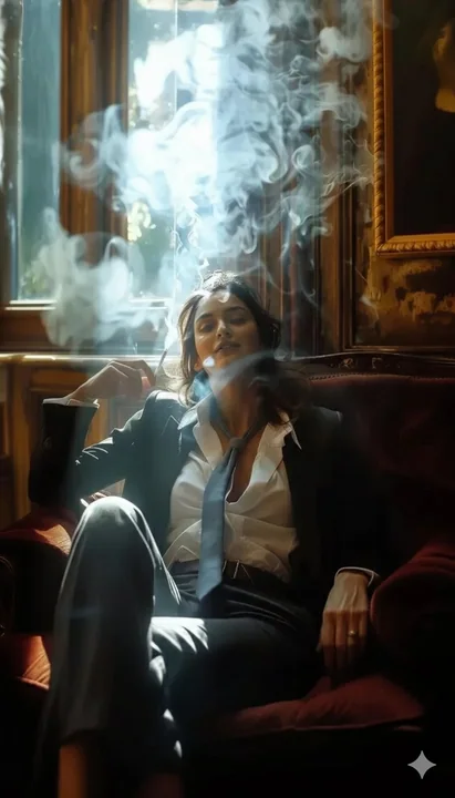 Harmonie de la fumée et jeux de lumière – Dame vintage