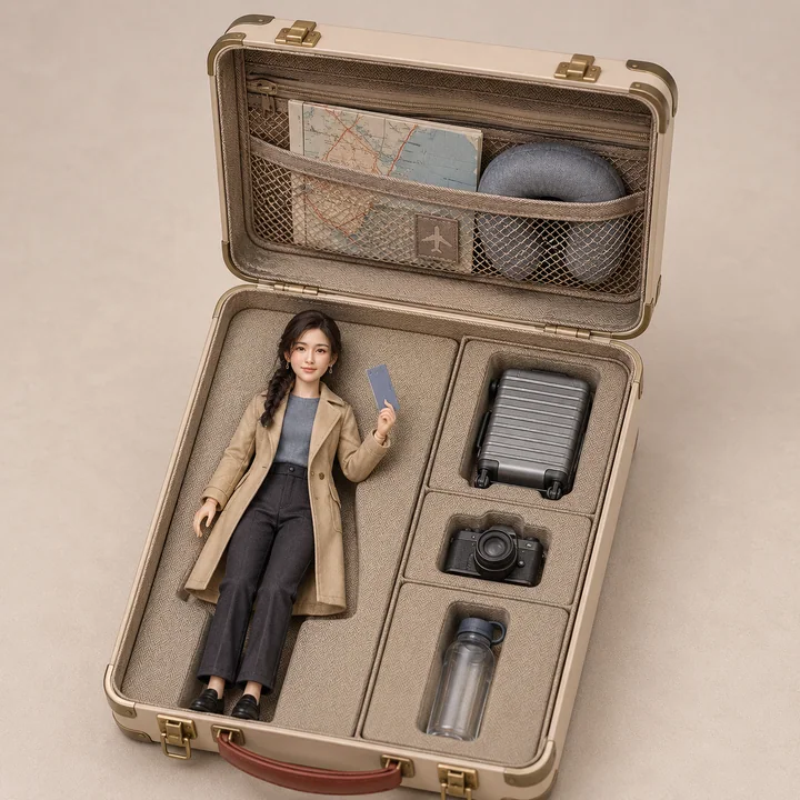 精品1:12写实可动人偶旅行套装摄影