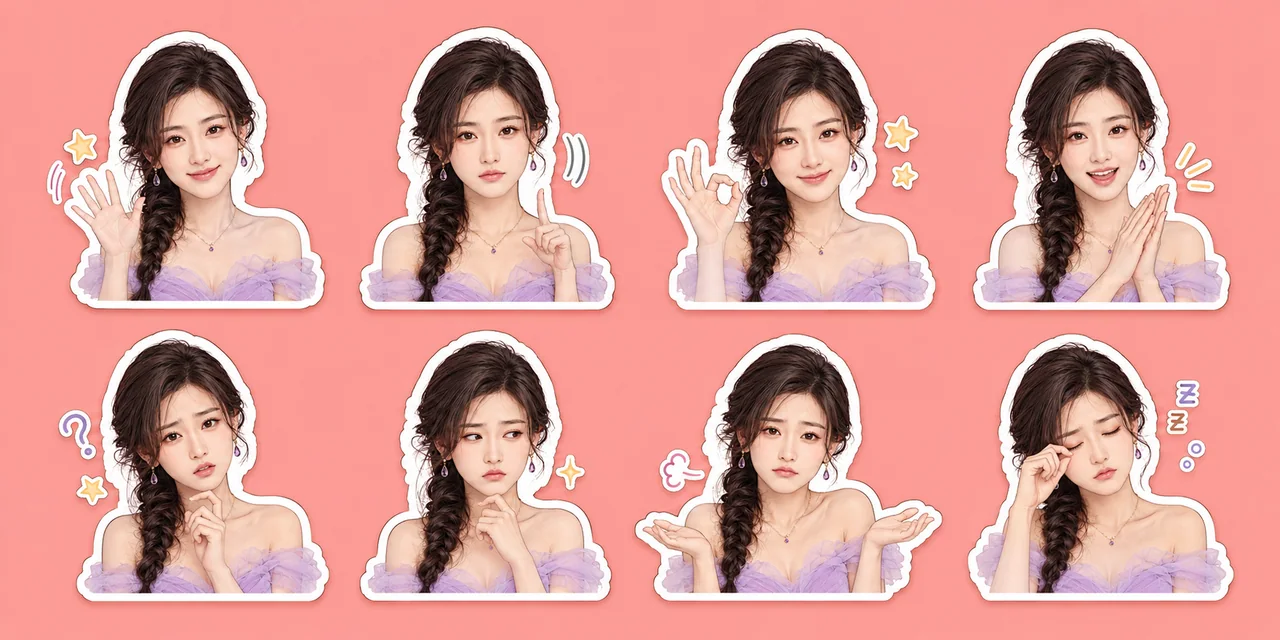 成年真人高保真Q版八格贴纸页