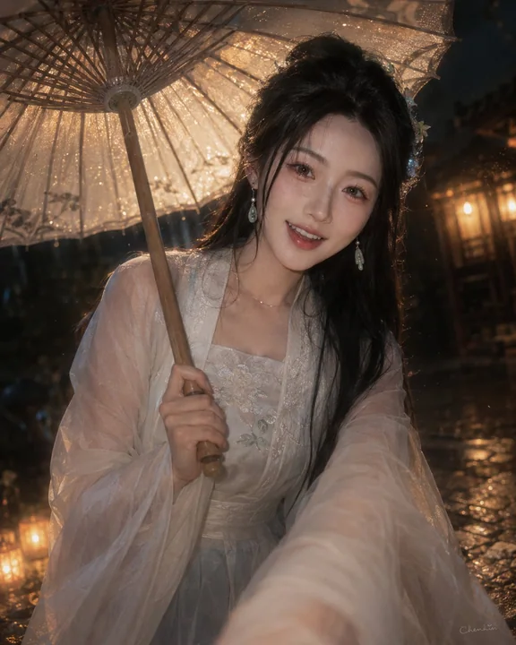 雨夜古风女友感近距离写真