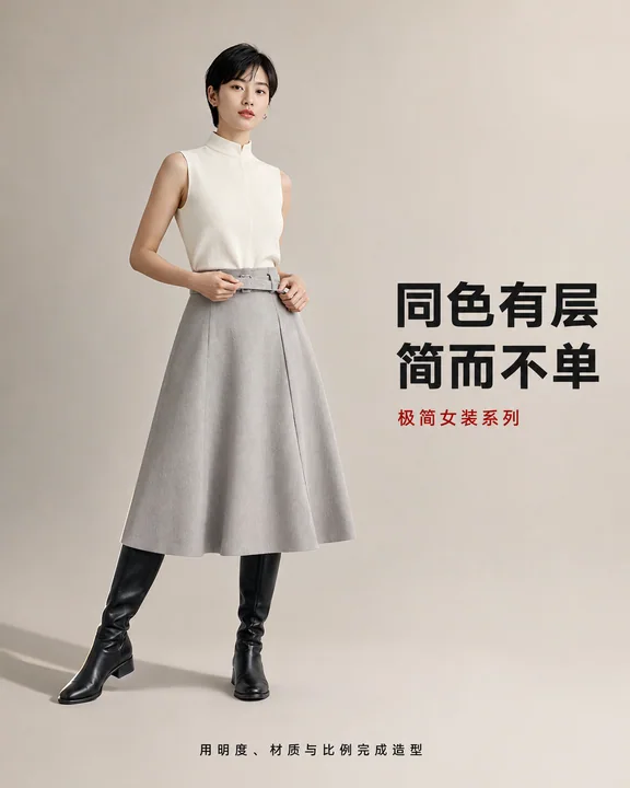 极简主义单色层级女装海报设计