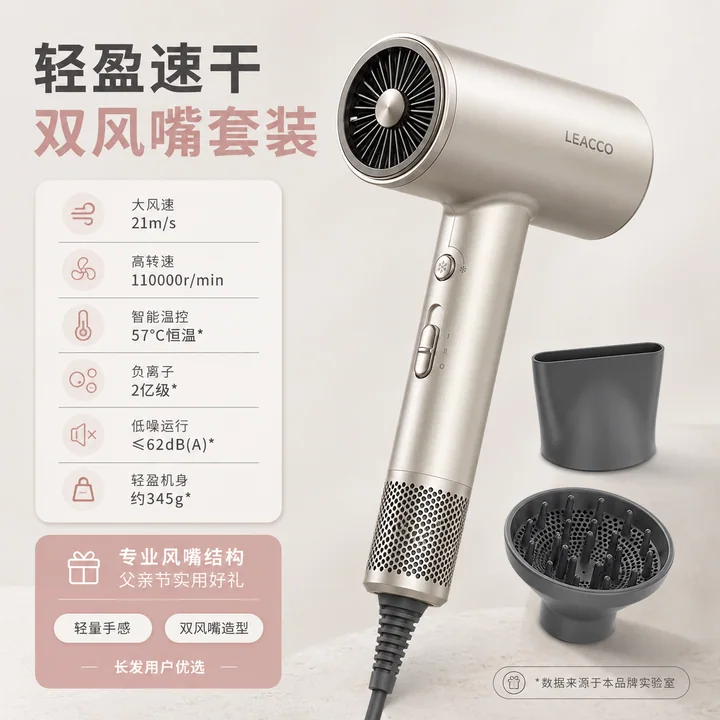 父亲节轻量双风嘴专业吹风机主图