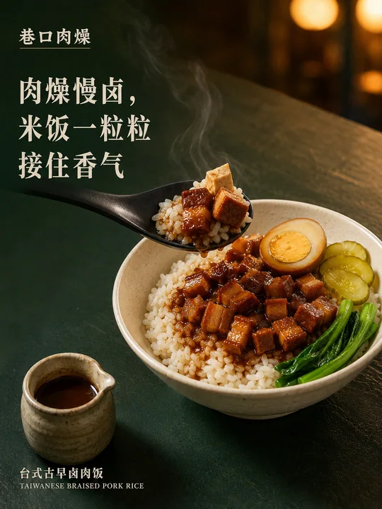 巷口肉燥台式古早卤肉饭商业海报