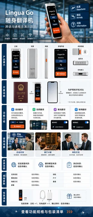 Lingua Go 翻译机:全球旅行必备详情页设计