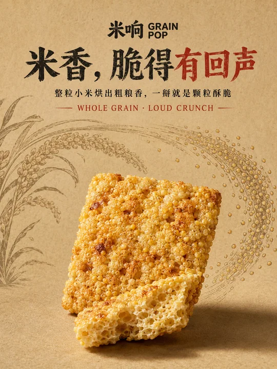 米响品牌小米锅巴新品发布视觉海报