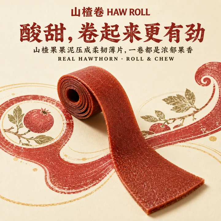 复古酸甜山楂卷品牌商业海报设计