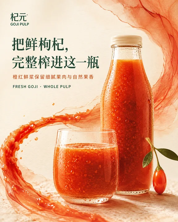 东方极简美学鲜枸杞原浆社媒封面