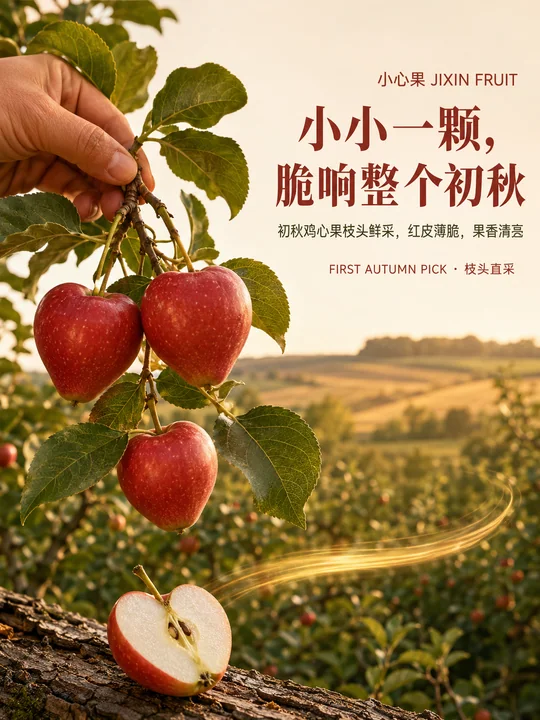 初秋鸡心小苹果品牌视觉海报