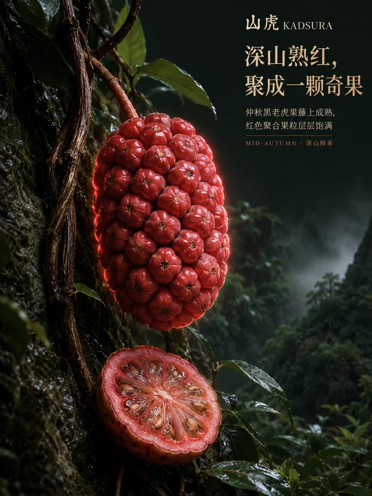 深山熟红仲秋黑老虎果品牌海报