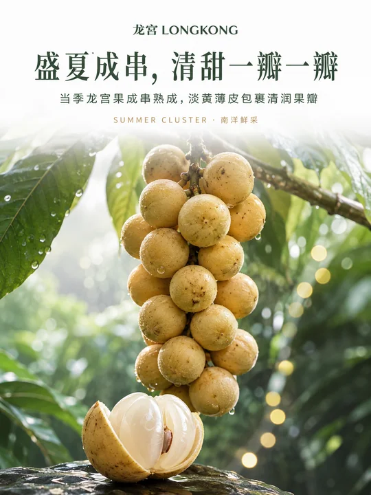 盛夏南洋龙宫果新品发布品牌海报